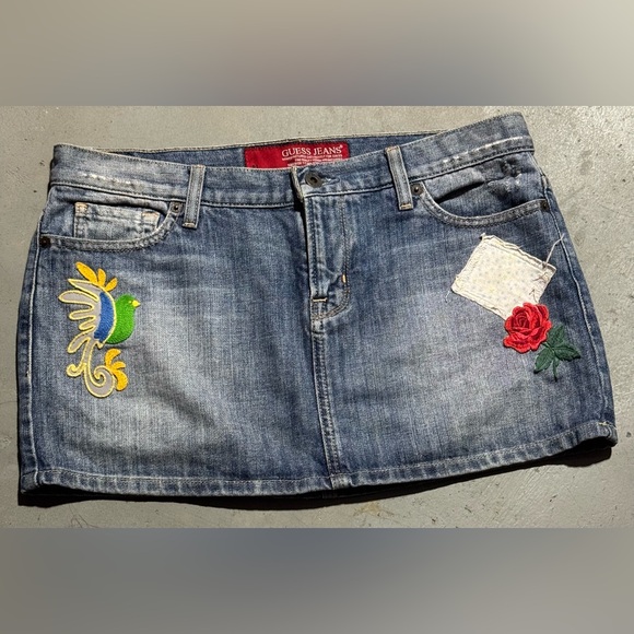 Guess 81 Women's Denim Mini Skirt with Embroidery - Picture 1 of 9